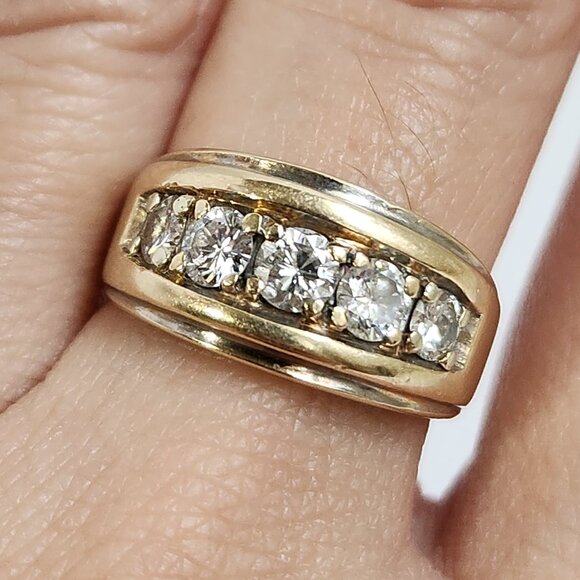 Estate Jewelry - [SOLD] Vid Clip 9.38g 14k SOLID Gold Diamond Channel Set Ring Signed Sz 8